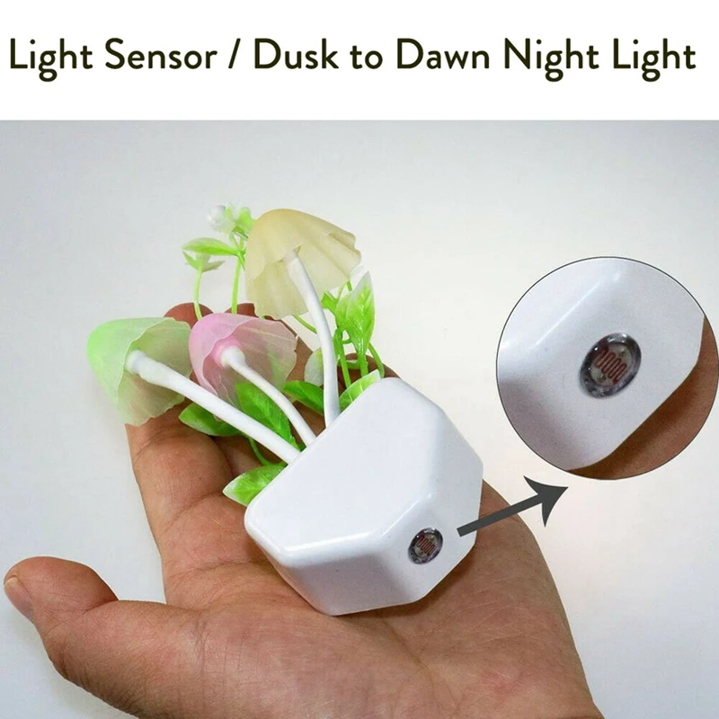 2 Buah Lampu Dinding Lampu Malam LED Jamur dengan Lampu Kamar Tidur Hemat Energi Daun Gulma Steker UE