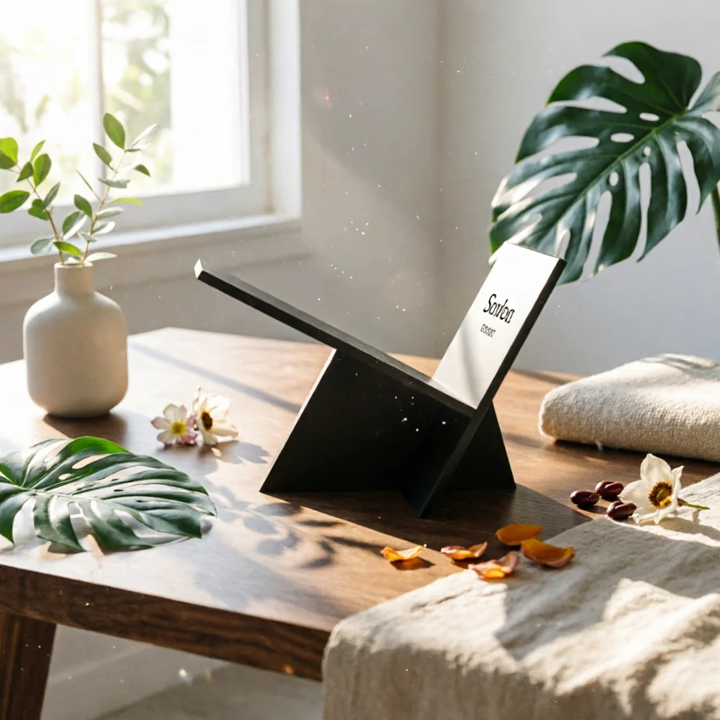Magazine Display Stand Slanted Desktop Book Stand Wooden Book Holder Open-Frame Bookstand Compact for Readers, Desk, Office