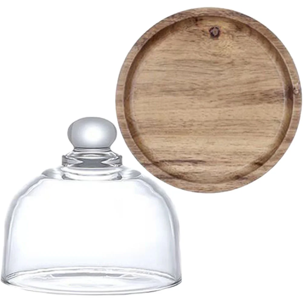 Vassoio con coperchio in vetro Piatto per torta in legno Pasticceria Servire dessert Display per alimenti Foretaste Scaffali