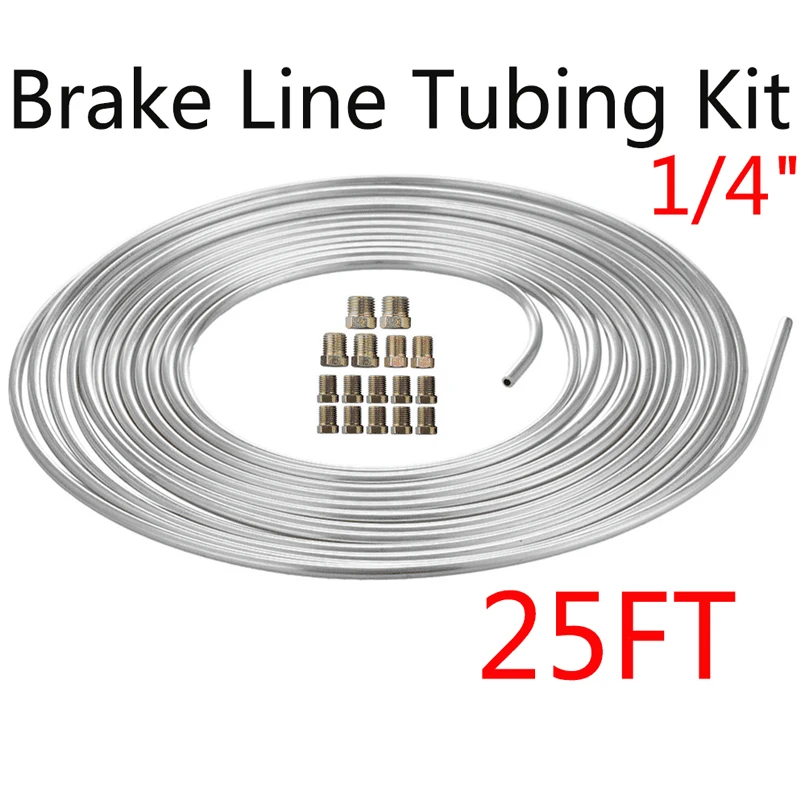 Zinc Nickel Car Brake Line Tubing Kit 1/4