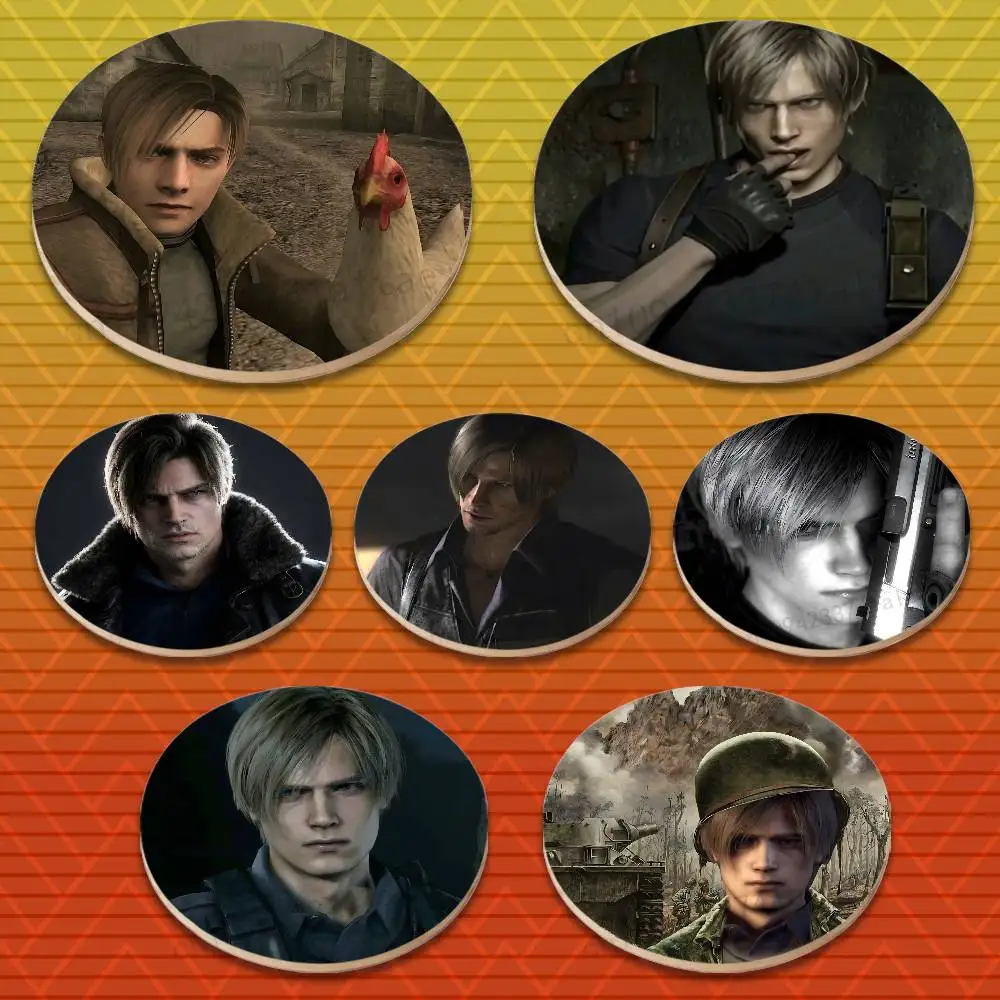 

L-Leon S-Scott K-Kennedy Multifunctional Coasters Round Wooden Heat Resistant Non-Slip Home Decor Gift