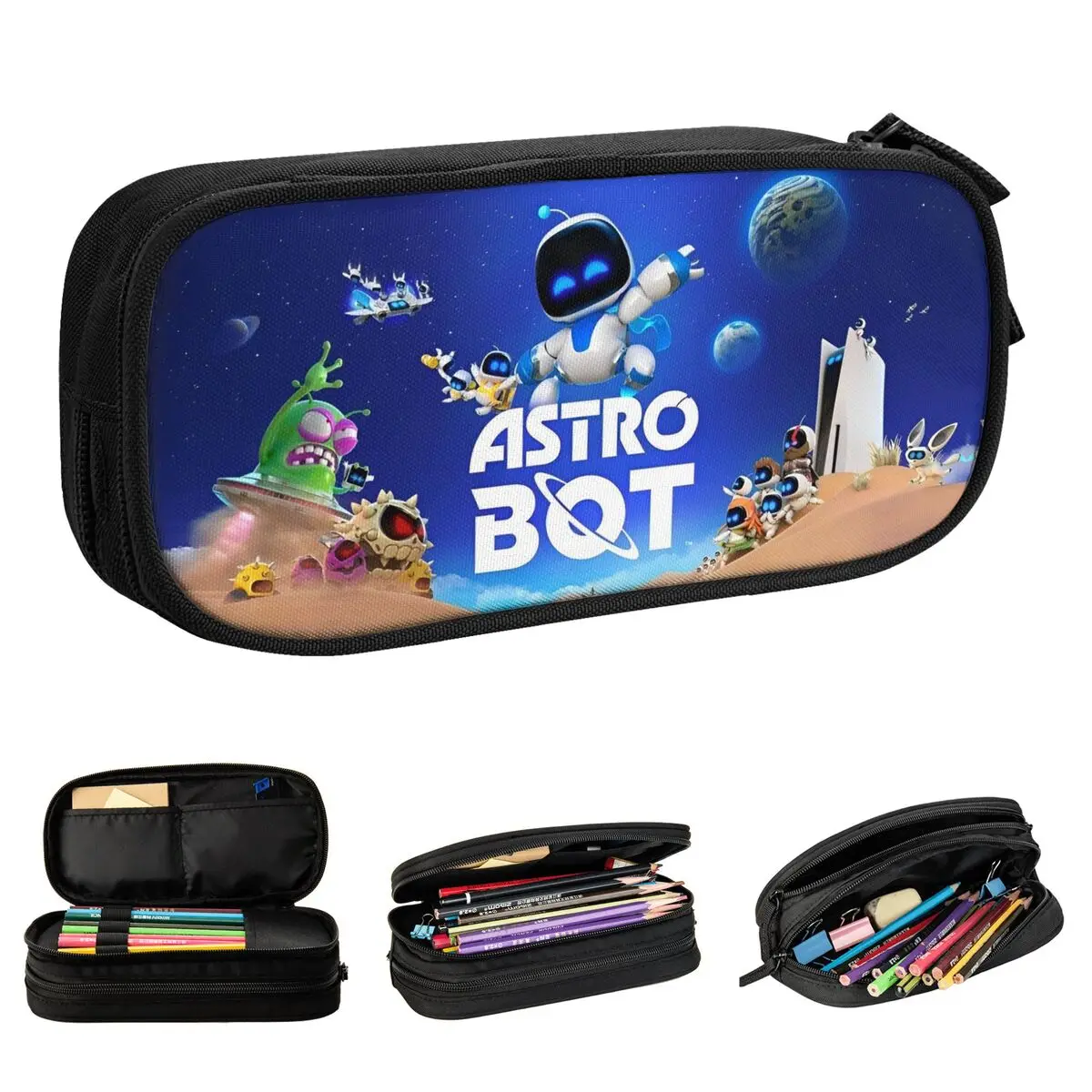 A-Astro-Bot Pencil Case Cartoon Robert Pen Bag Kids Big Capacity Students School Cosmetic Pencilcases