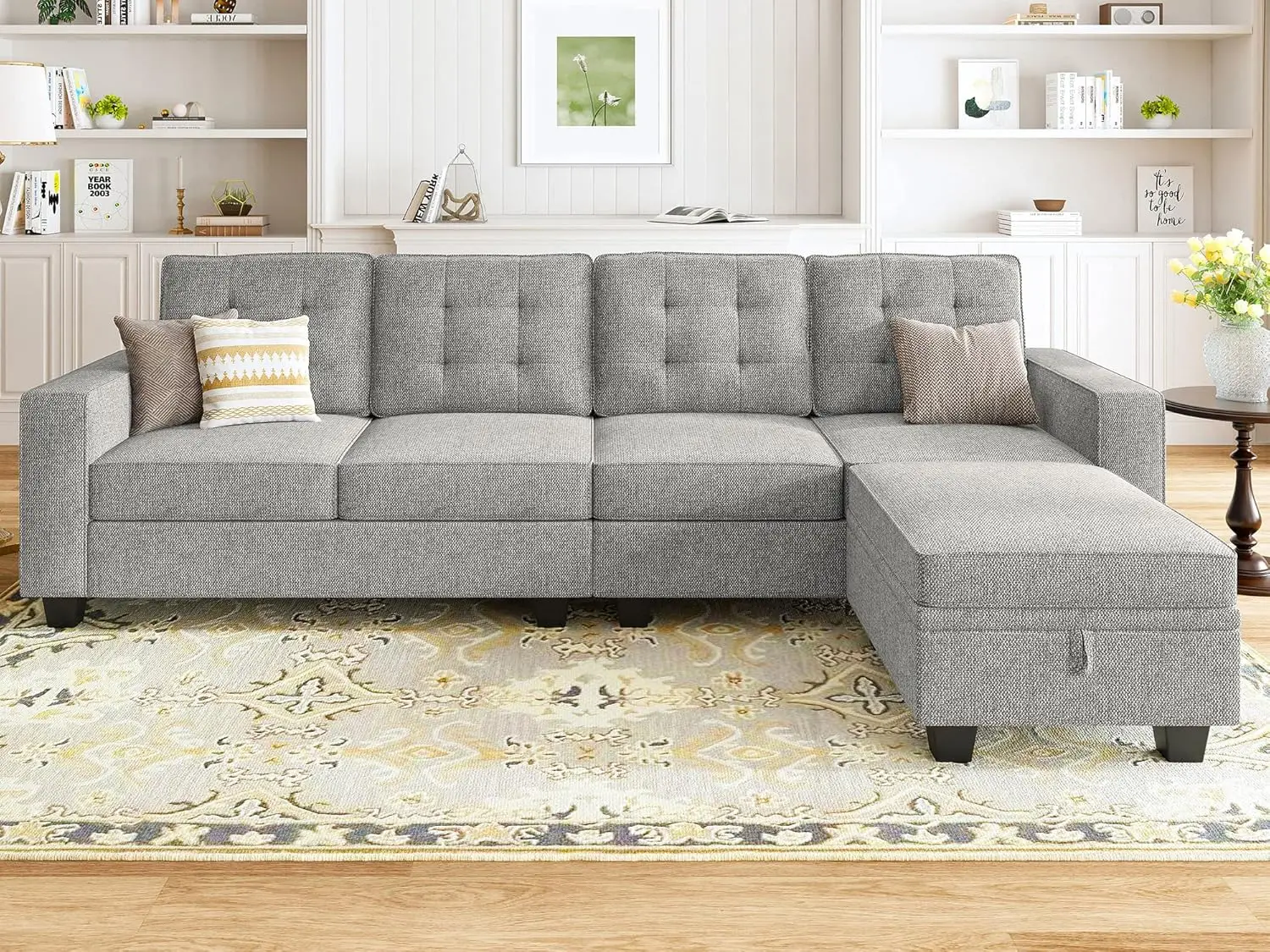 L Shaped Sectional Couch 4-Seater Sectional Sofa with Reversible Chaise for Living Room