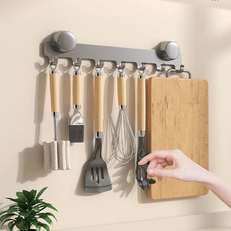 Suction Cup Type Kitchen Rack Hook Multifunctional Row Hook Bathroom Clothes and Towel Storage Rack Bathroom Accessories