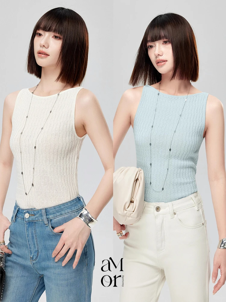 

Ayemorrey Air Blue Knitted Slim Fit Twisted Crop Top Women's Faion Versatile Svel Vest Summer 2024 Pure Color