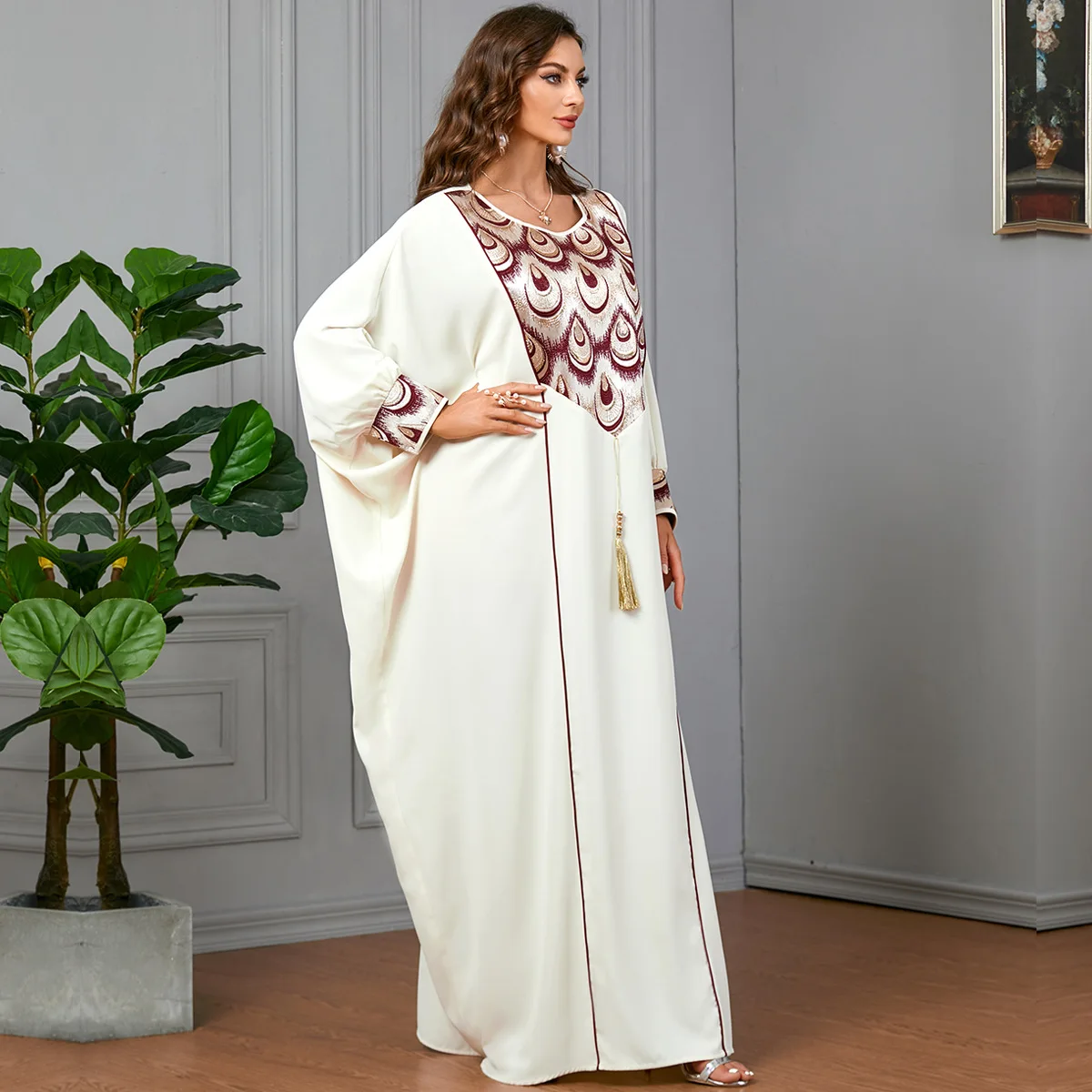 Árabe saudita robe eid djellaba borla abayas para mulheres muçulmano solto maxi vestido turquia kaftan islam roupas marrocos jalabiya novo