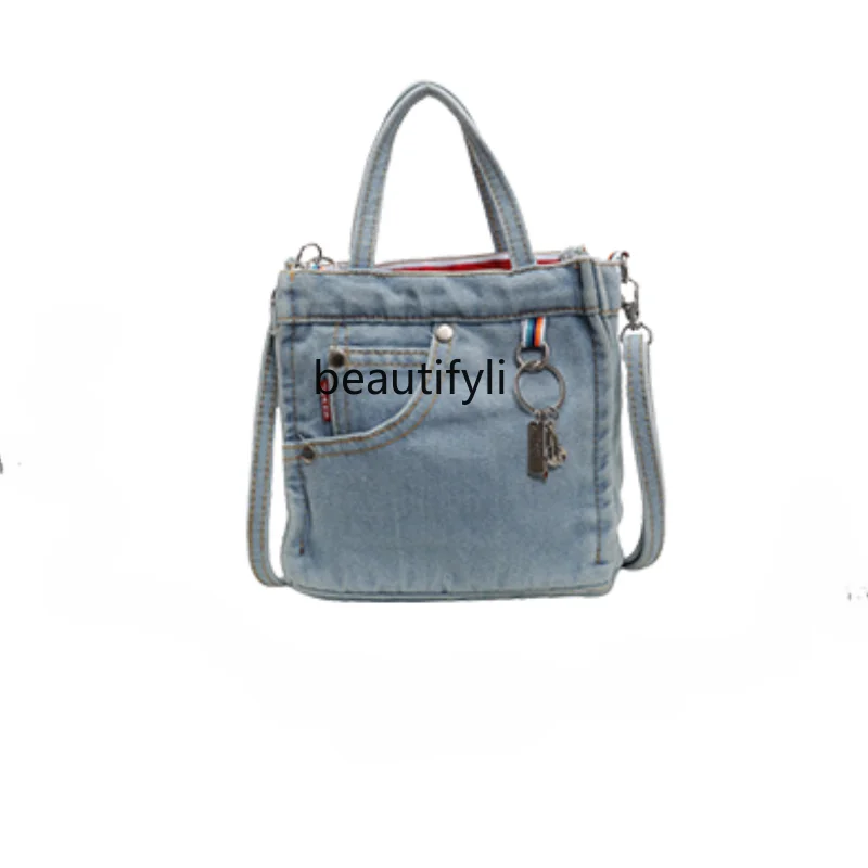 This Year's Popular Denim Handbag Summer New Simple Casual Shoulder Bag Versatile Bucket Bag