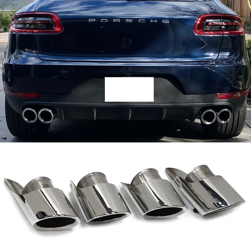 4pcs/Lot Stainless Steel Car Exhaust Tip For Porsche Macan 3.0T 2019 2020 2021+ Replacement Muffler Tip Exhaust System Nozzle