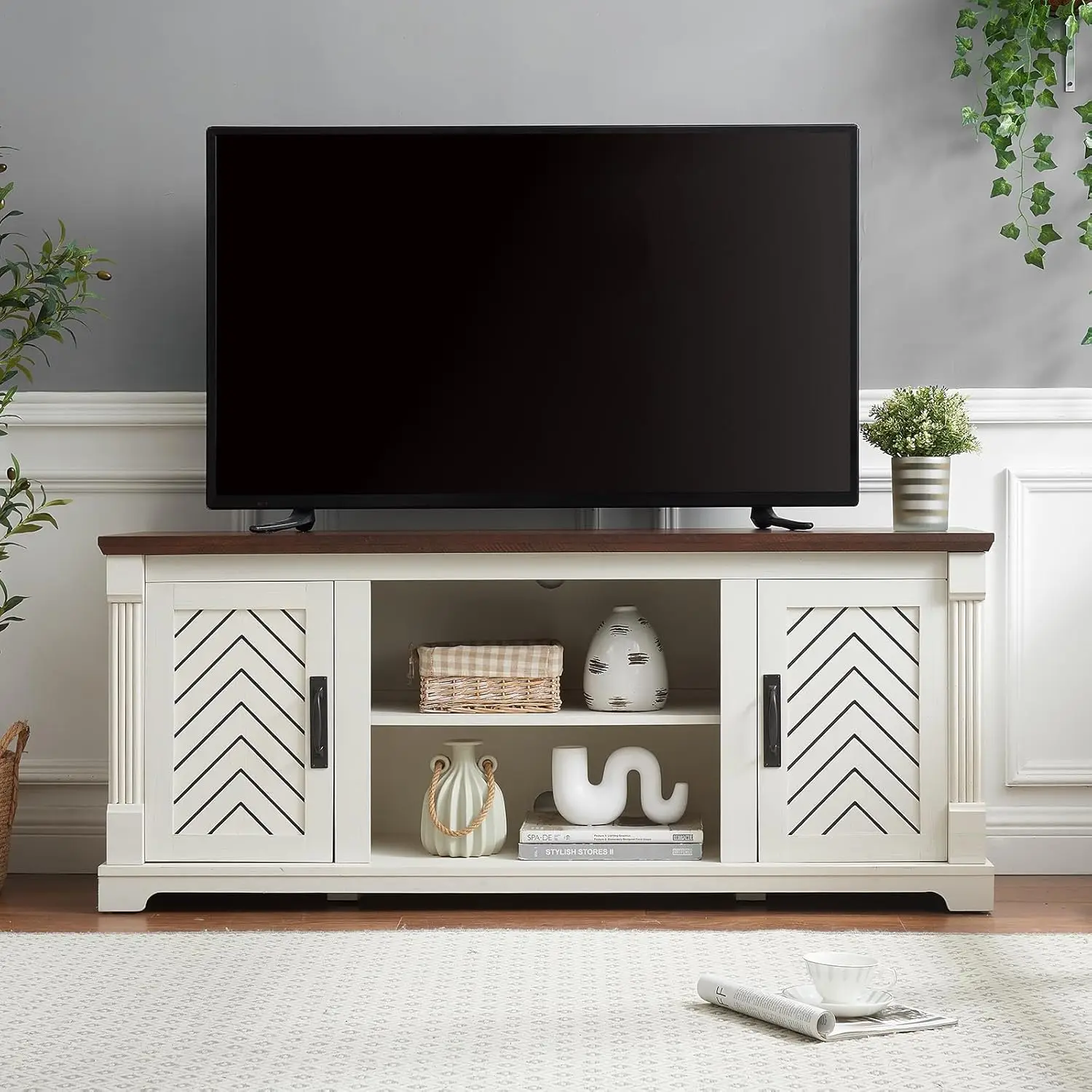 Farmhouse Tv Stand For 65+ Inch Tv, 25