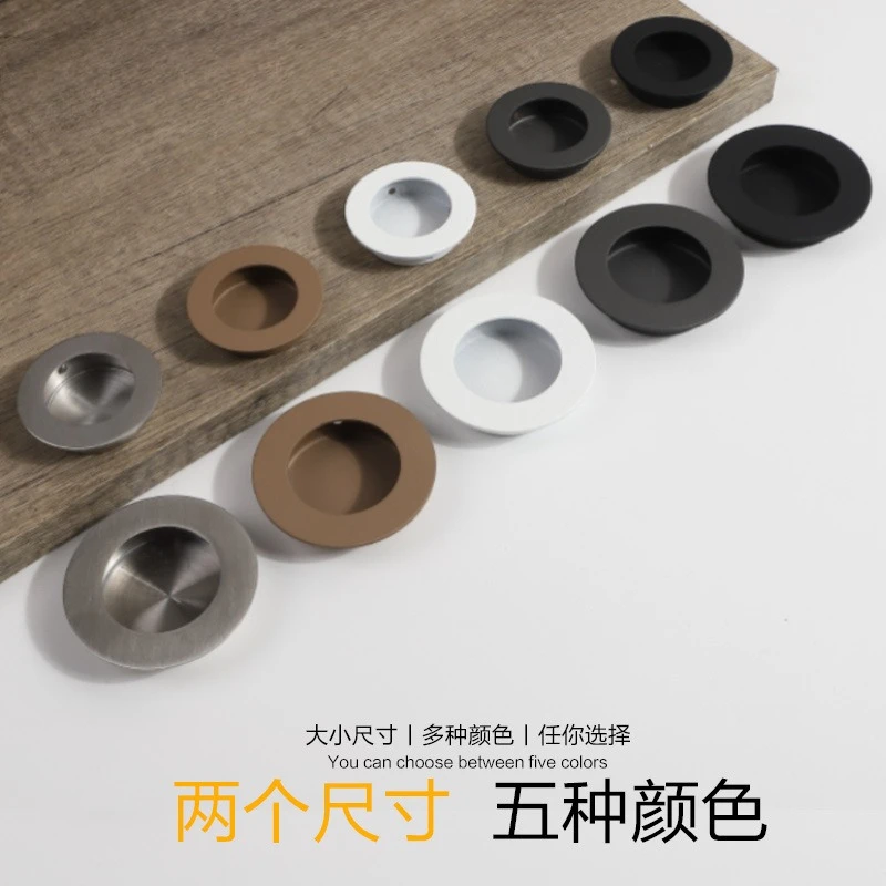 Beicai New 304 Stainless Steel Round Embedded Handle Black Cabinet Drawer Furniture Door Handle