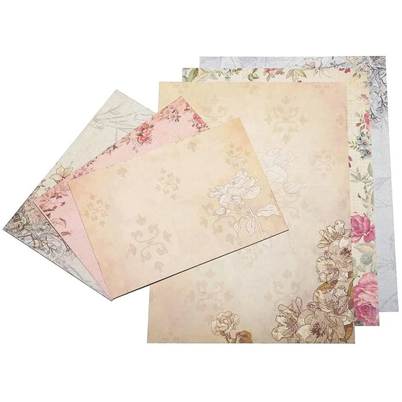 30Pcs Vintage Stationery Floral Writting Paper Matching Envelopes Sets For Handwriting Letters, Assorted Colors