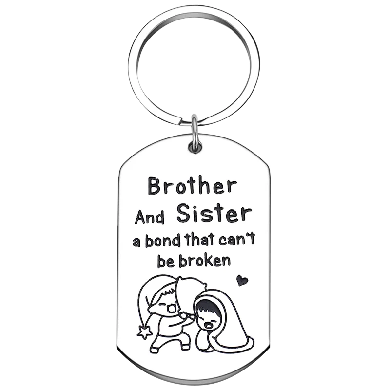 Cute Cute Brother and Sister Gifts Keychain Graduation Gifts Key Chain Pendant Jewelry Sister Brother Birthday chrismas Gifts