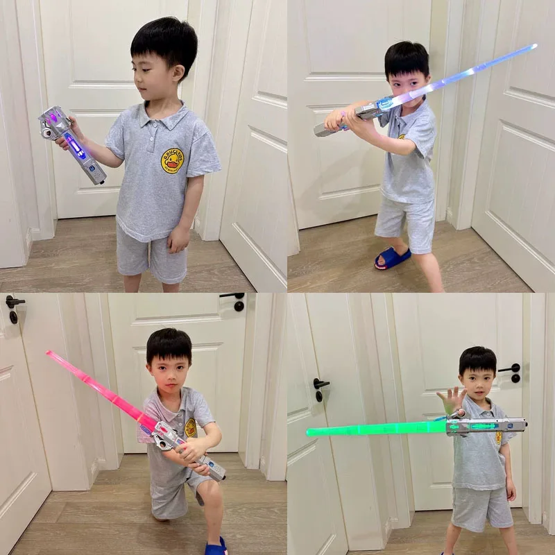 Lightsaber Starwars Telescopic Extension Rod Light Laser Sword Lights Music Children Cosplay Colorful Wand Birthday Toys Gifts