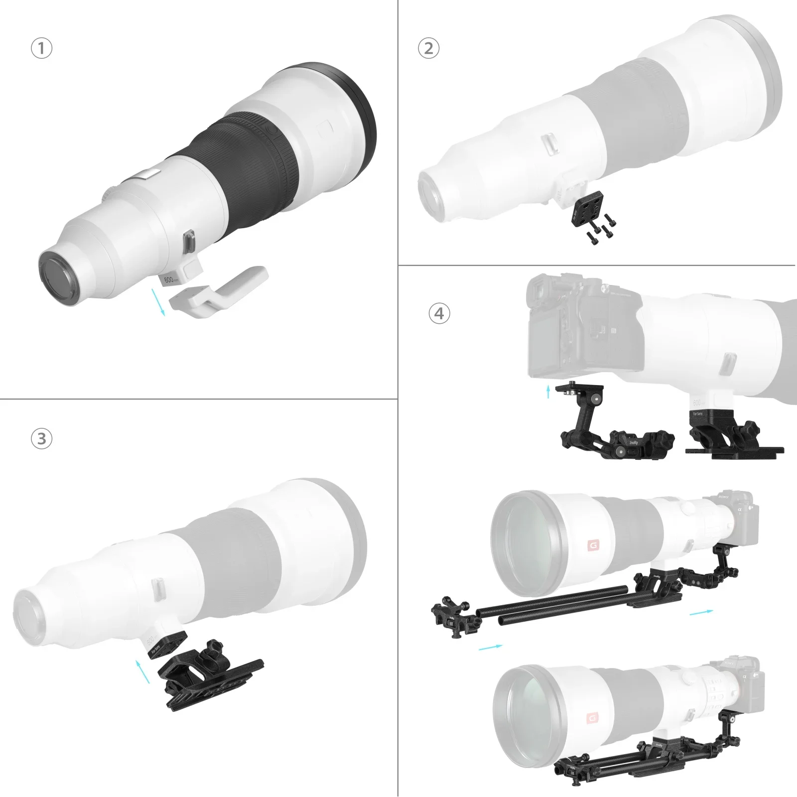 مجموعة دعم عدسات التصوير الفوتوغرافي Smallrig Wildlife متوافقة مع عدسات المقربة الشهيرة لثبات كاميرات Sony Canon Nikon