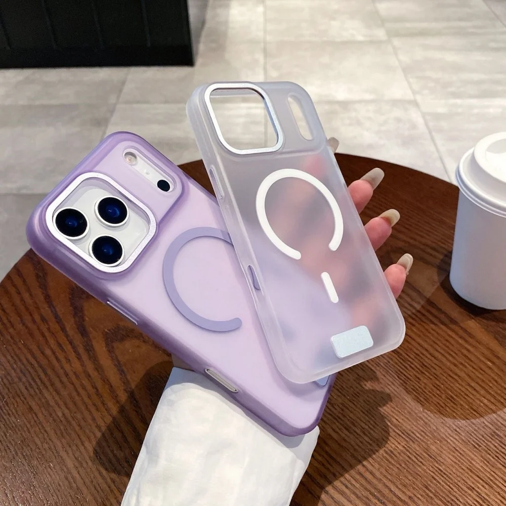 Para 17 ProMax colorido translúcido mate funda magnética para iPhone 17 Air 16 15 14 13 Pro Max Plus cubierta delgada de carga inalámbrica