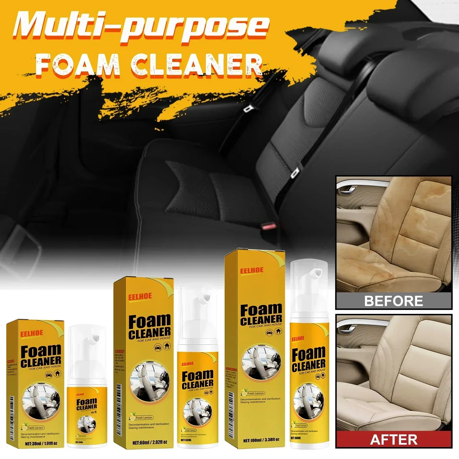 30/100ml Multi-Purpose Foam Cleaner Spray Large Capacity Leather Cleaning Auto Home Foam Cleaners for Car Wash Maintenance