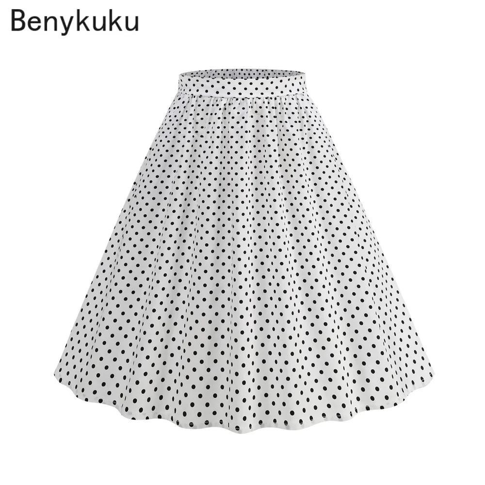 

Летние женские юбки в стиле французского винтажа Хепберн, хлопковые юбки в горошек, рокабилли 50-х годов, с эластичной талией, милые юбки с карманами.