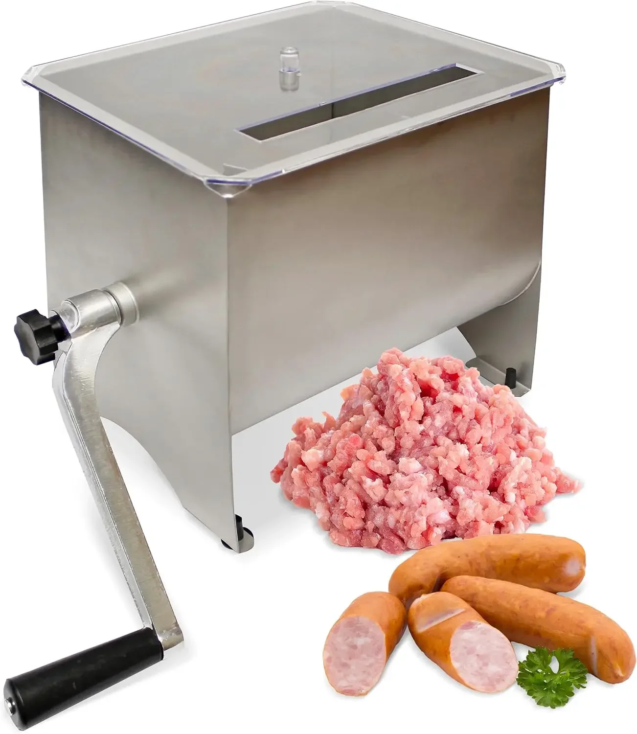 7Penn Meat Mixer – 20 lb Sausage Mixer Machine Meat Processing Equipment, Ground Beef Hand Mixer with Lid