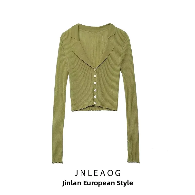 เสื้อคาร์ดิแกนถักไหมพรมผู้หญิง JNLEAOG แฟชั่นลำลอง ดีไซน์เปิดด้านหน้า ผลิตจากเส้นใยโพลีเอสเตอร์ แขนยาว ทรงยาว คอวี