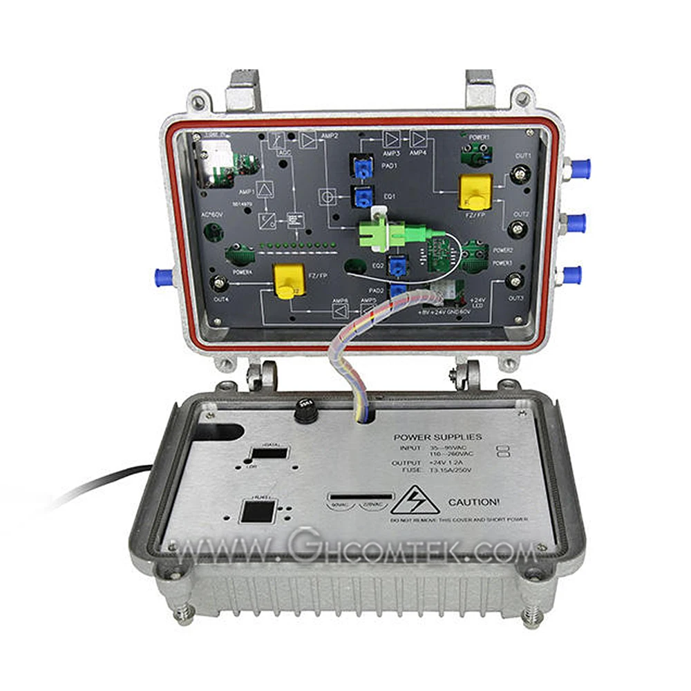 

FTTH Optical Receiver High hfc 4 Ways Output With AGC CATV Digital Analog Signal Receiving Outdoor Cable TV Fiber Optic Node