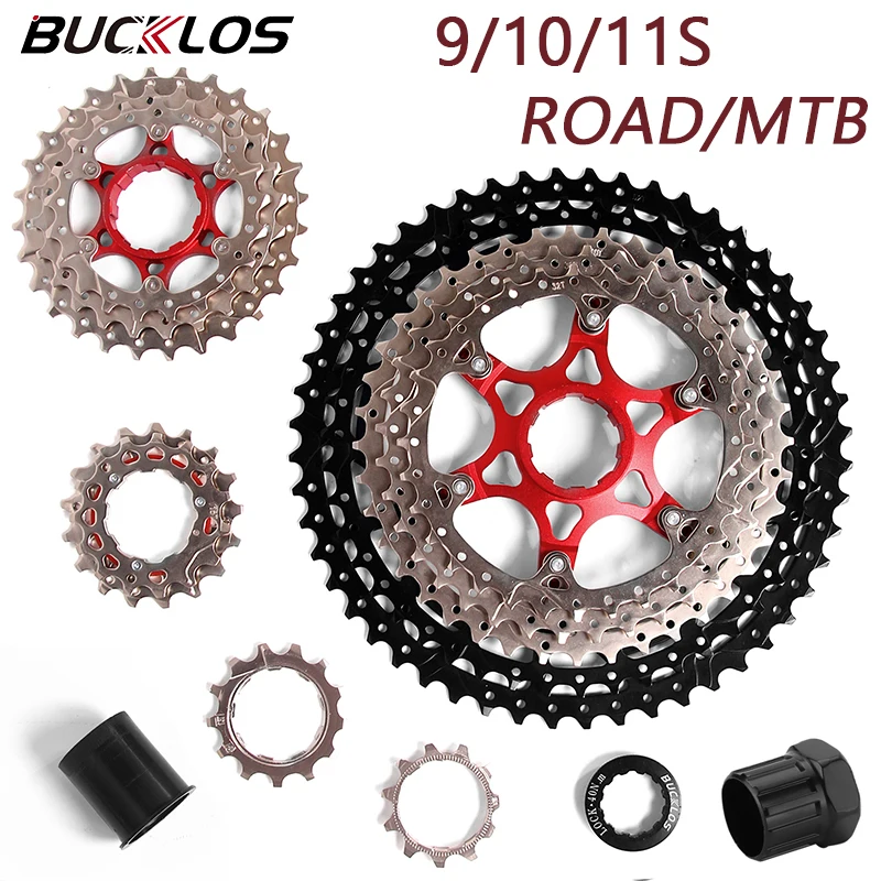 BUCKLOS K7 Bike Cassette 9V 10V 11V MTB Freewheel Durable Road Bicycle Cassette Flywheel 11-25/28/34/36/40/46/50T for Shimano HG