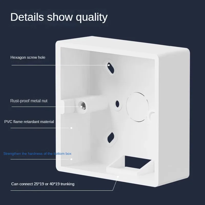 Whitelwall Hanging Switch Hidden Junction Box 856 Universal Wall Socket Board Surface Screw Installation Bottom Box 85*85*33mm