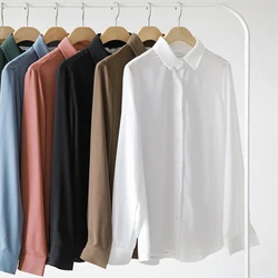 2024 New Classic Solid Color Women's Chiffon Shirt Female Loose Long Sleeve Casual Shirts Lady Simple Style Tops Clothes Blusas