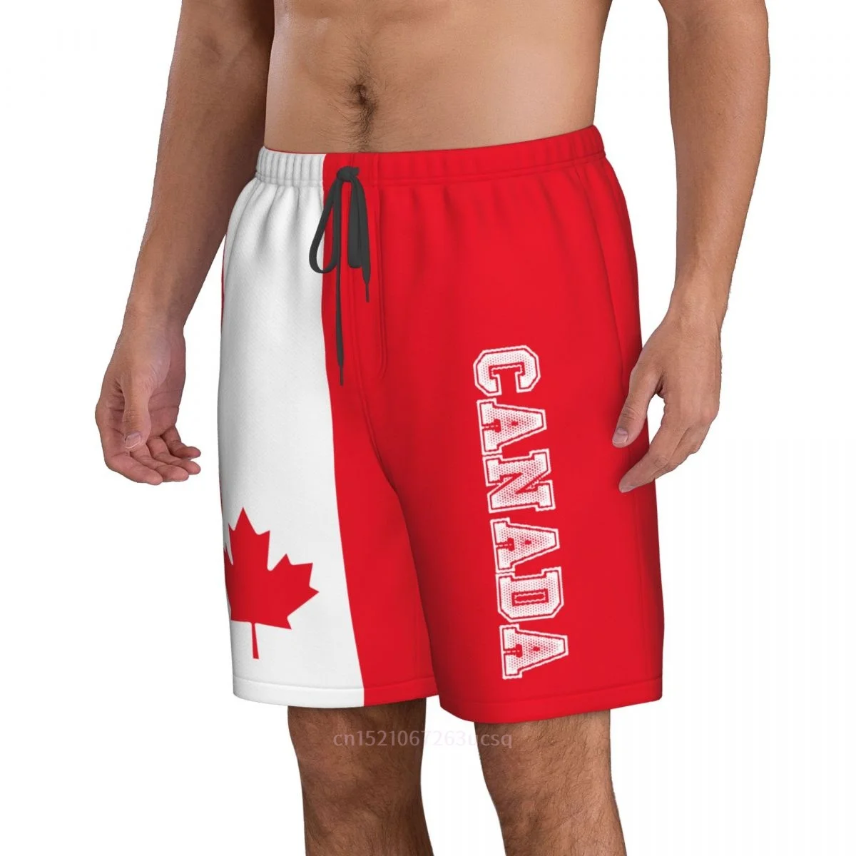 2023 verão poliéster canadá país bandeira 3d impresso masculino board shorts praia bolso correndo calças de verão