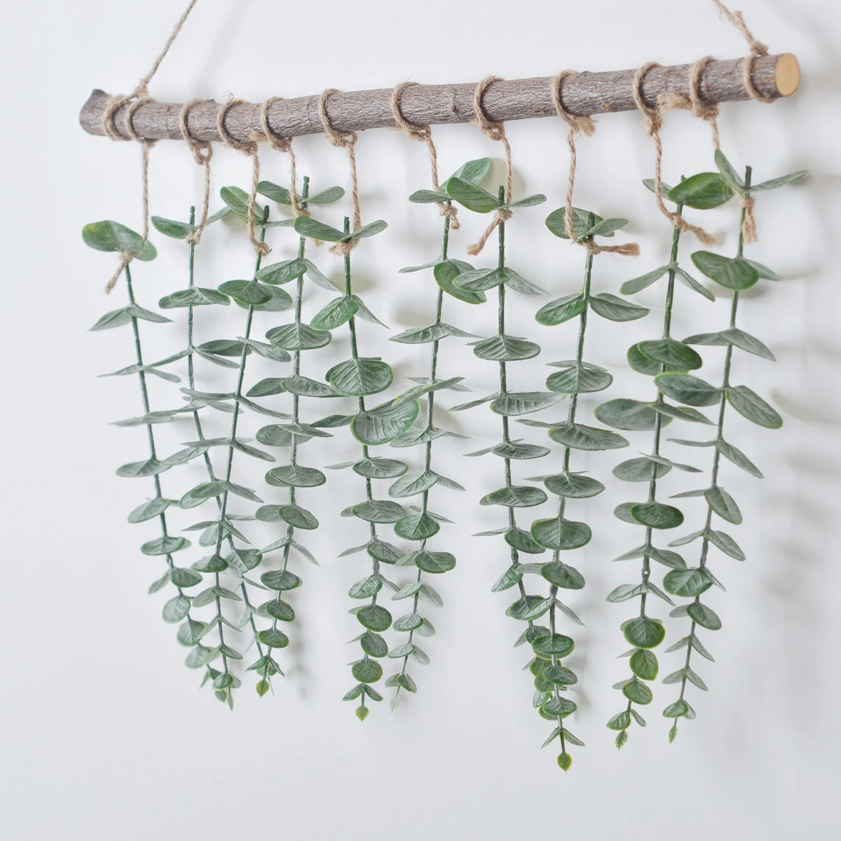 

Artificial Eucalyptus Wall Hanging Decor Fake Eucalyptus Vines Plant Decor with Stick and Ropre Rustic Farmhouse Greenery Leaves