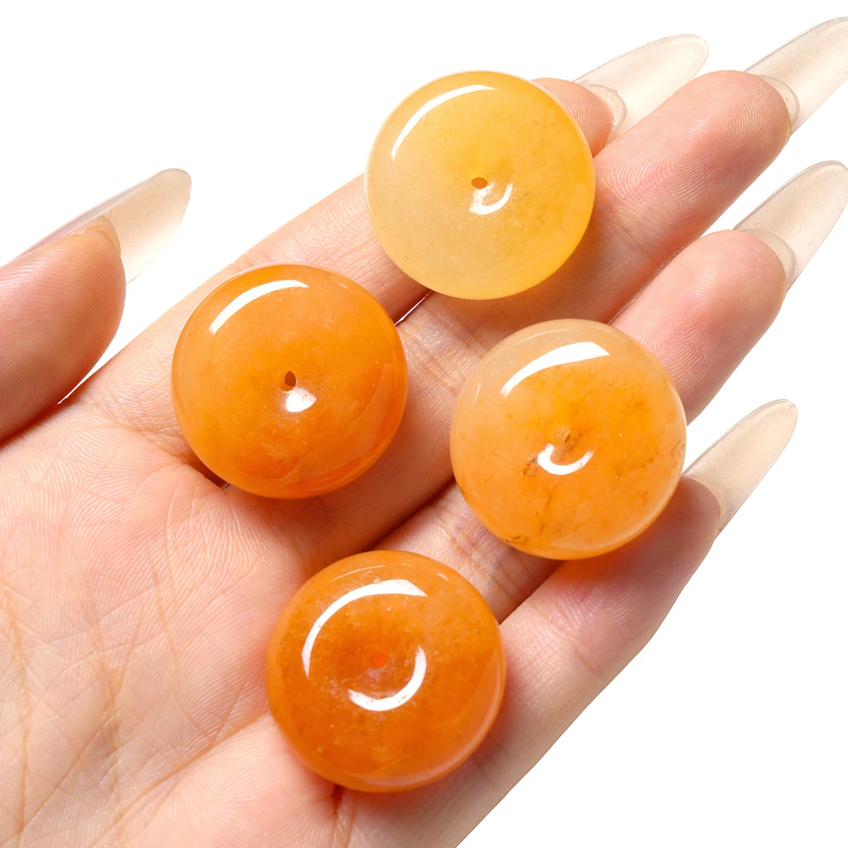Natural Stone Yellow Dragon Jade Beads Icy Translucent Donut-Shaped Lucky Amulet Spacer for DIY Jewelry Making - Necklace Bracel