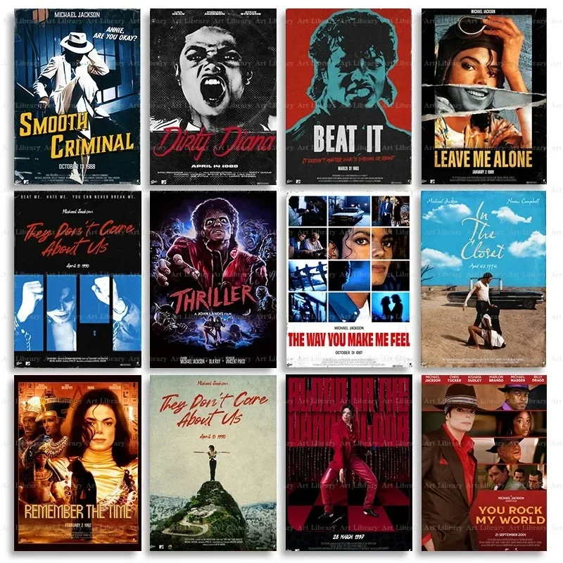 مايكل جاكسون فيلم ألبوم ملصق ، موسيقى البوب الكلاسيكية قماش مطبوع ، جدار الفن لديكور المنزل ، هدايا مثالية #1