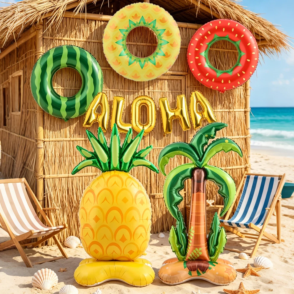 Riesiges Ananas- und Kokosnussbaum-Ballonset, Erdbeer- und Wassermelonen-Ballon, ALOHA Buchstaben-Ballon, für Hawaiianische Partydekoration – Detail 5