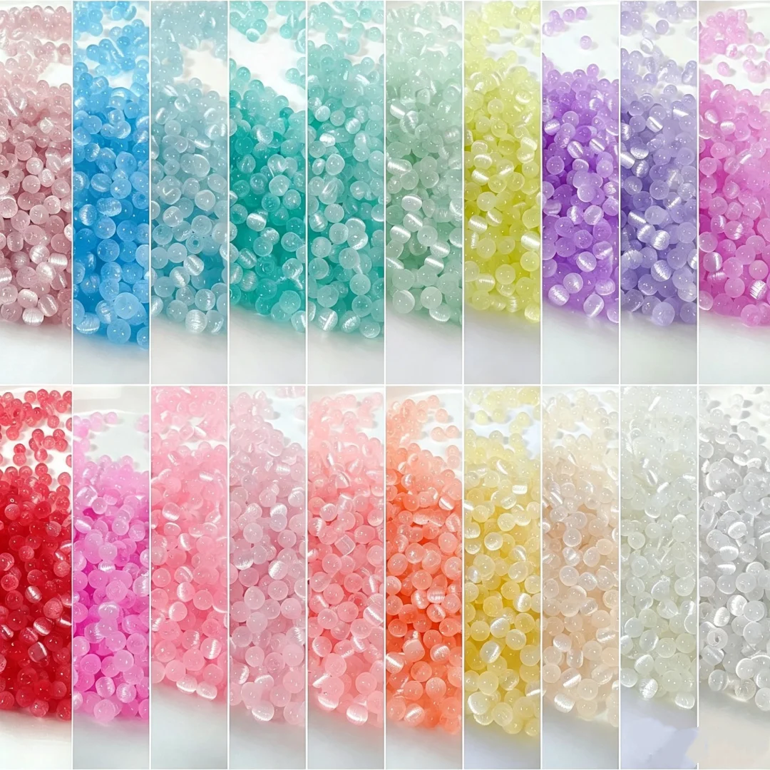 4mm Brushed Cat Eye Glass Rice Beads Handmade DIY Bead Scattered Bead Bracelet Necklace Jewelry Round Bead Accessories