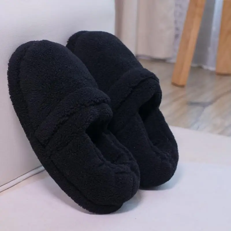 Foot Warmer Plush Battery Heating Rechargeable Slippers Electric Heated Fuzzy Slippers for Cold Weather Study Work Chat