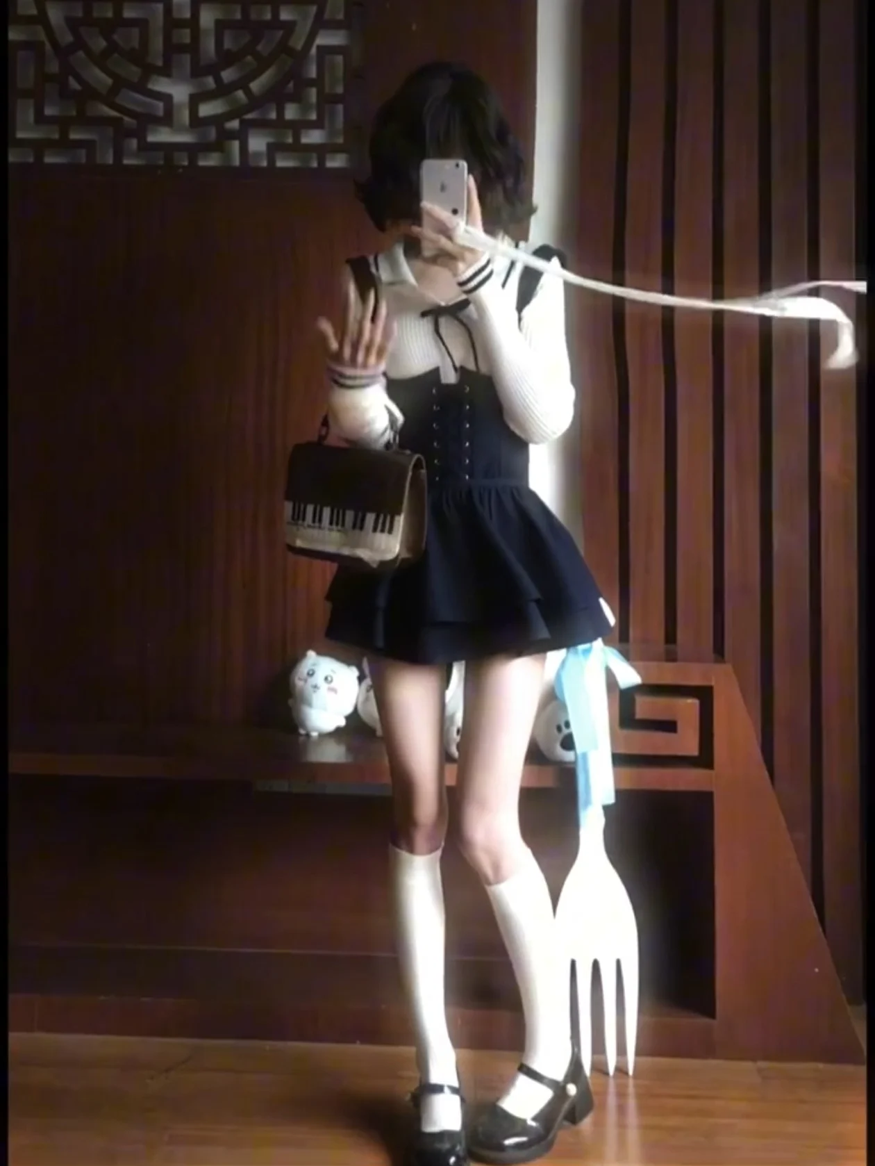 

Комплект Miu Sle: вязаный топ с отложным воротником и длинными рукавами в академическом стиле и юбка, корейский модный женский комплект