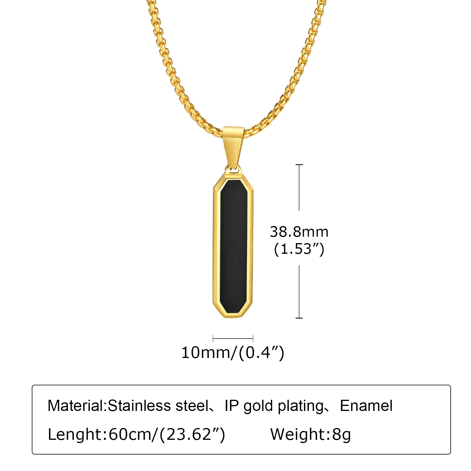 Vnox Fashion Black Color Bar Necklaces for Men Boys,Minimalist Stainless Steel Geometric Pendant Collar Gifts for Him Jewelry