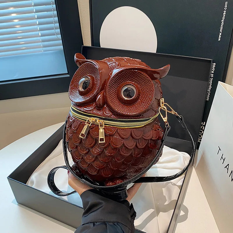 

Owl Gothic Bags For Women Brand Luxury Design Crossbody Bag Personality Purse Lady High Quality Leather Handbags Round Bag