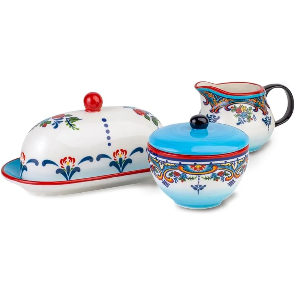

Набор аксессуаров для завтрака Euro Ceramica Zanzibar Collection из 3 предметов, испанский цветочный дизайн