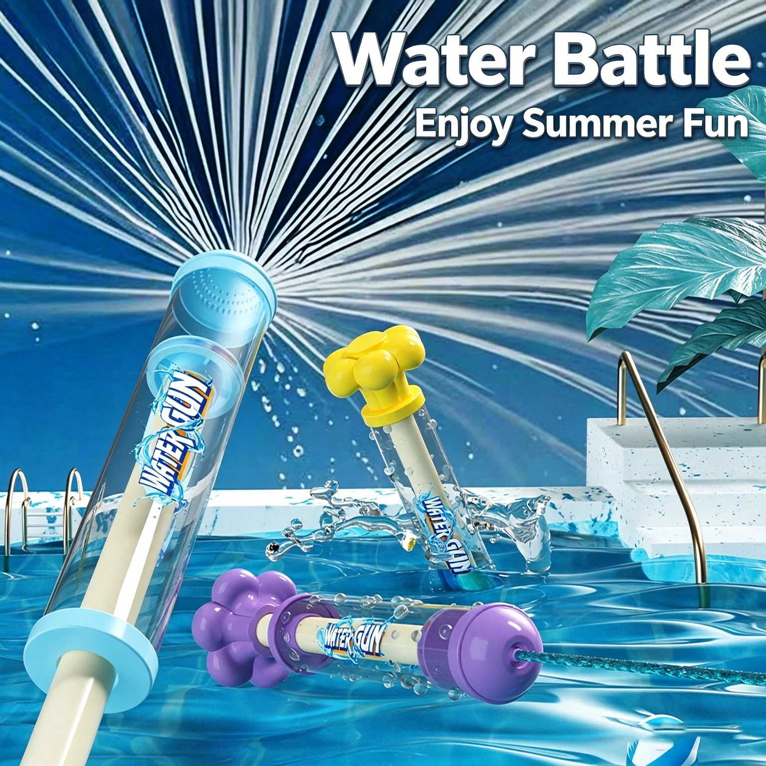 1pcs New Firework Fountain Water Gun - Super Soaker Squirt Gun Outdoor Water Balloon Battles Beach Party Drifting Adventure