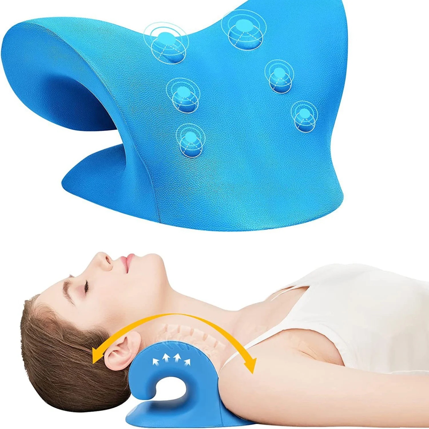 

Neck Shoulder Stretcher Relaxer Cervical Chiropractic Traction Device Massage Pillow for Pain Relief Cervical Spine Alignment