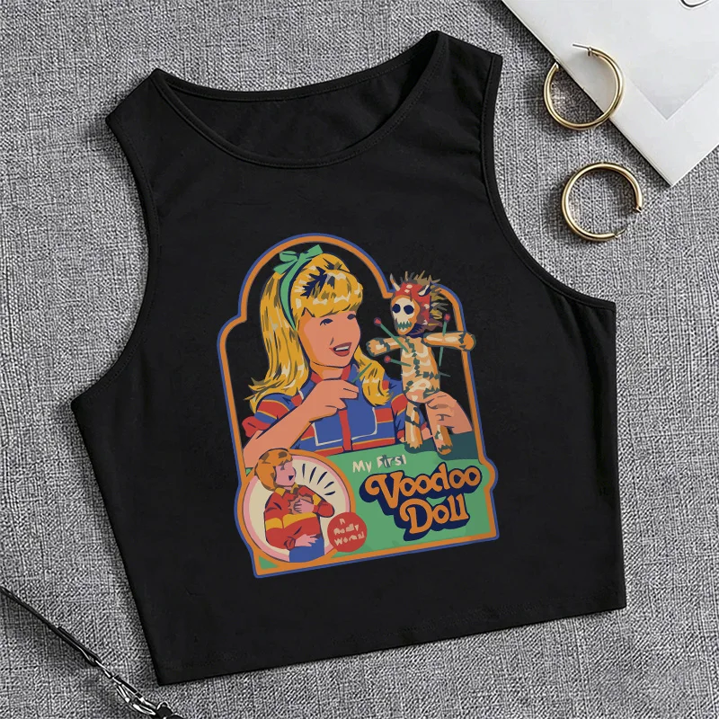 Gothic Funny Comic T-shirt Print 90s Cropped Women'S Sleeveless Tank Top Stylish Vest Crop Top Tee Casual Shirt Fashion