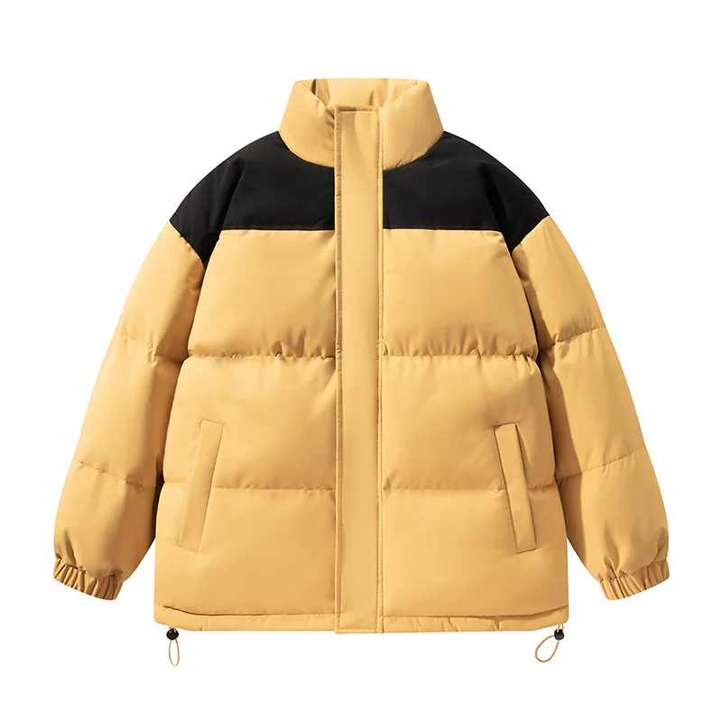 2025 Men Down Jacket Winter Thicken Warm Contrast Color Stand Collar Male Coat Windproof Long Sleeve Versatile Man Outerwear