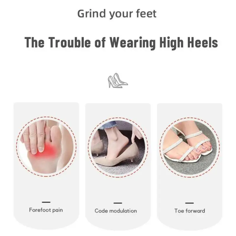1Pair Half Insoles For Women High Heels Shoes Inserts Forefoot Insert Non-slip Sole Cushion Breathable Sweat Absorbing Foot Pads