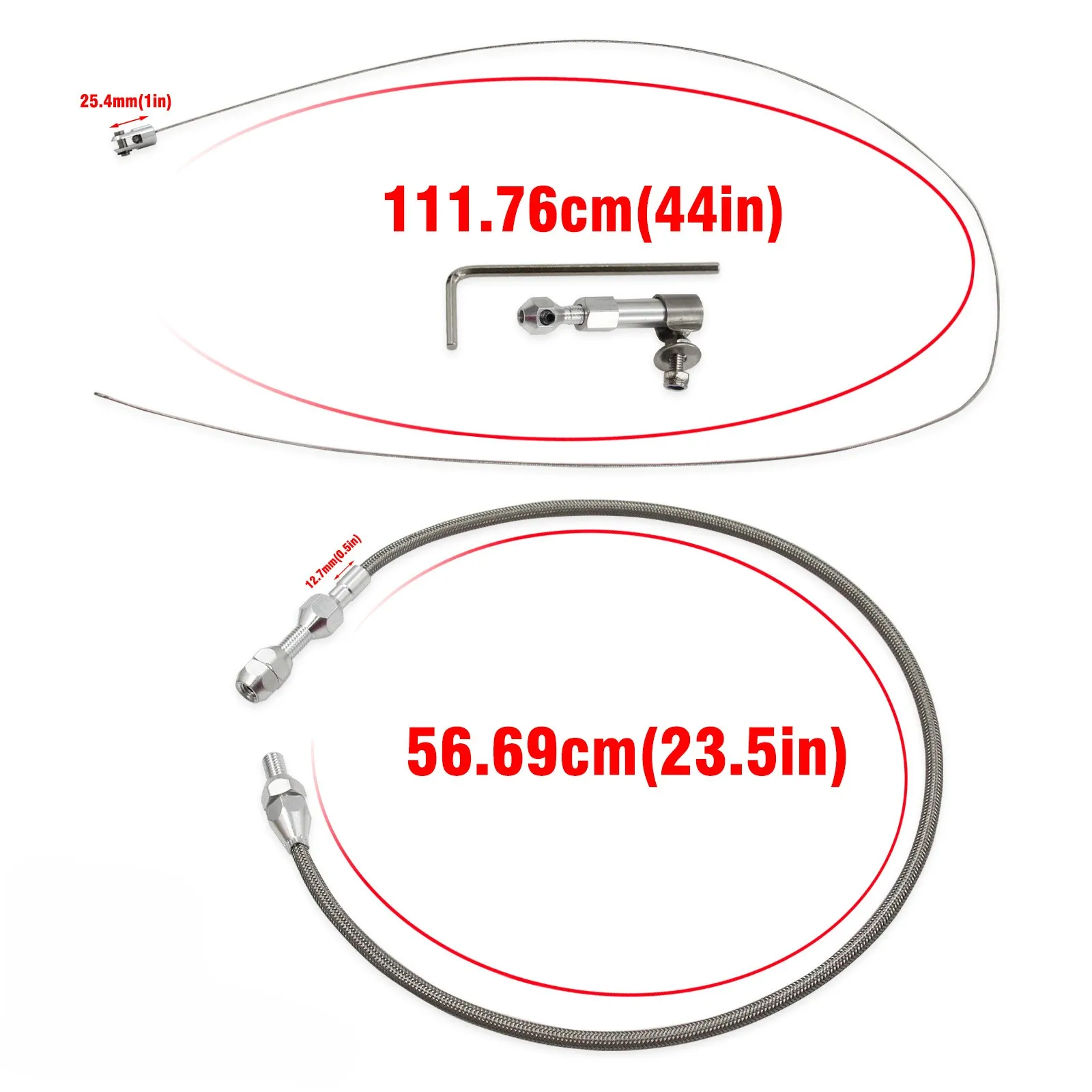 

1pcs Throttle Cable 36 24inch Automotive Throttle Cable Kit Fuel Line Kit Stainless Steel Silver Accessories Engine Parts