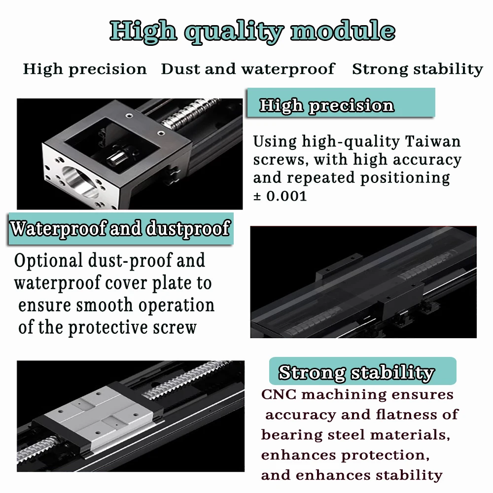 Imagem -03 - Módulo Movente Linear da Elevada Precisão Tabela Deslizante do Parafuso da Esfera Guia Industrial do Robô Repetibilidade ± 0.01 do Curso Kk60 60 Mm510 mm