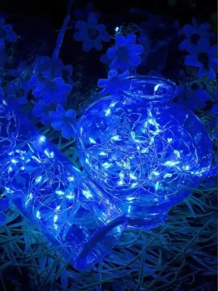 1pc/2pc 50/100/200/300LED Solar Fairy Lights Outdoor,8 Modes Copper Wire LED Light String,Holiday,Party,Garden Decoration Light