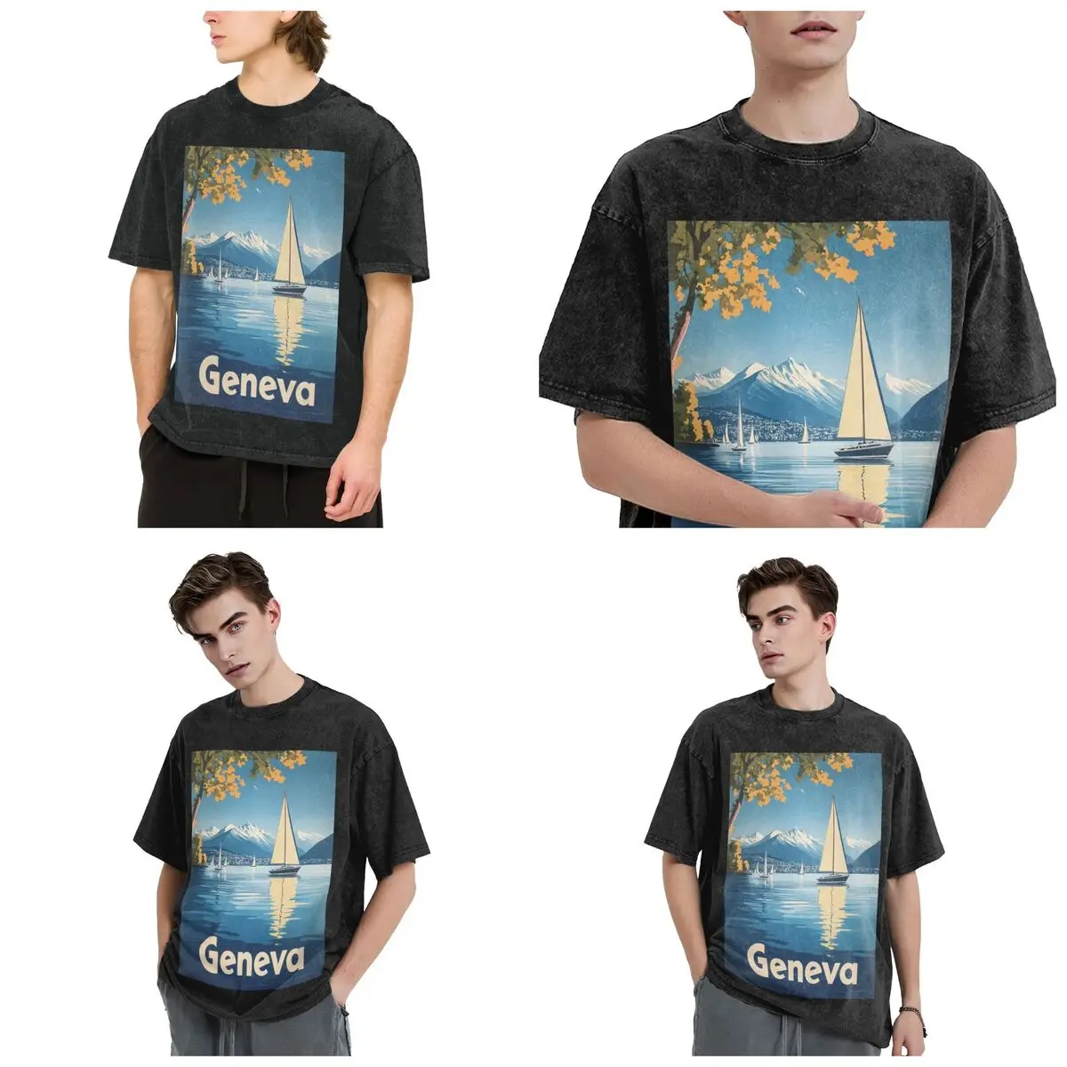 Discover The Enchanting Allure Of Geneva Hip Hop Short Sleeve T-Shirts Washed Tops Tees Streetwear T Shirt Printed for Men woman
