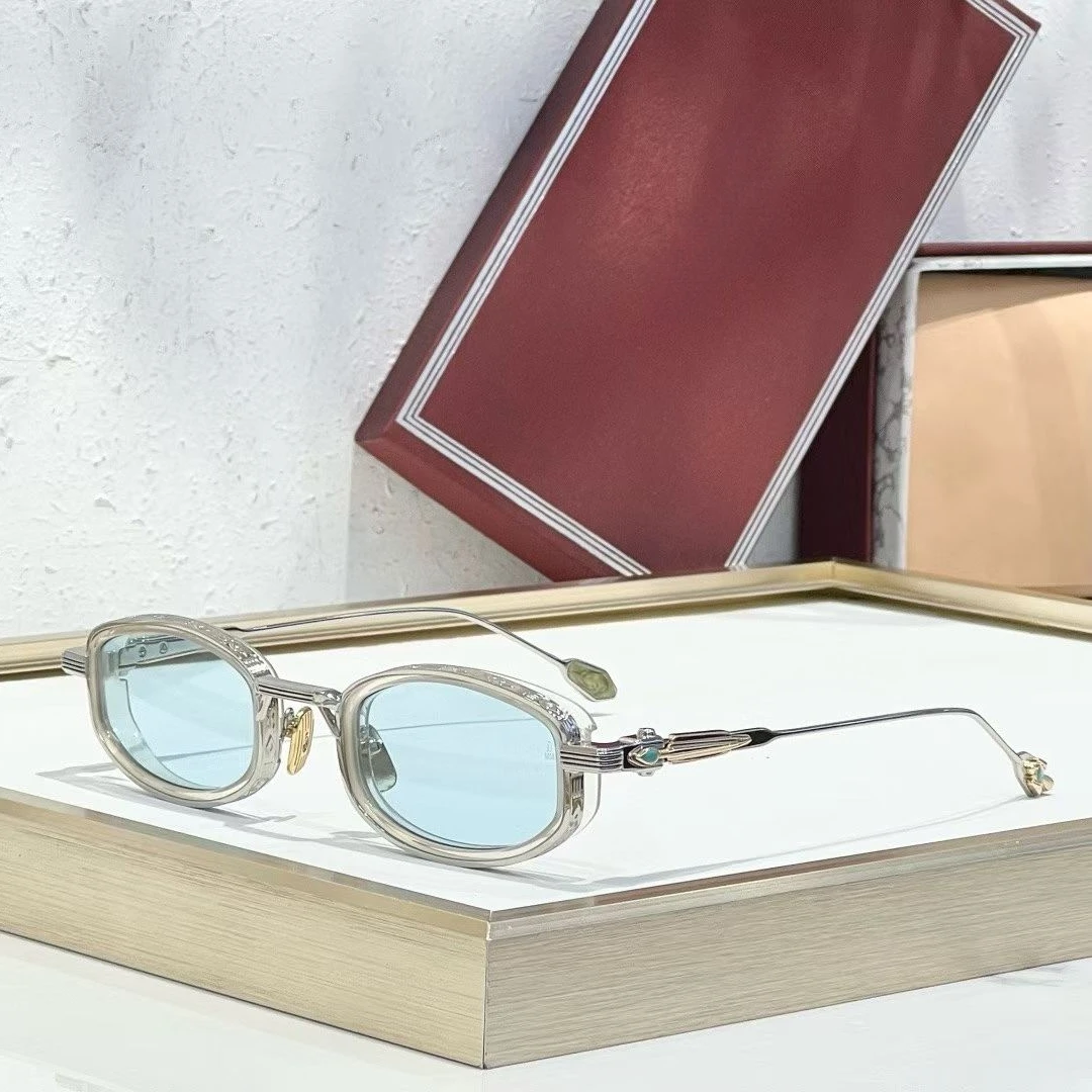 Neue Luxus Mode-Trend Vintage JJMM Punk Sonnenbrille HARDIN Reintitan UV400 Retro Kleine Ovale Unisex-Stil 3A+ Hochwertig