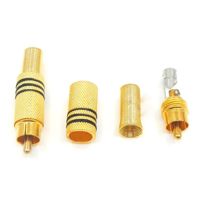 Gold-plated Av No-soldering Head Lotus Port Pure Copper Converter Head Audio Video Av Connector Rca Plug Monitoring Head Plug-In