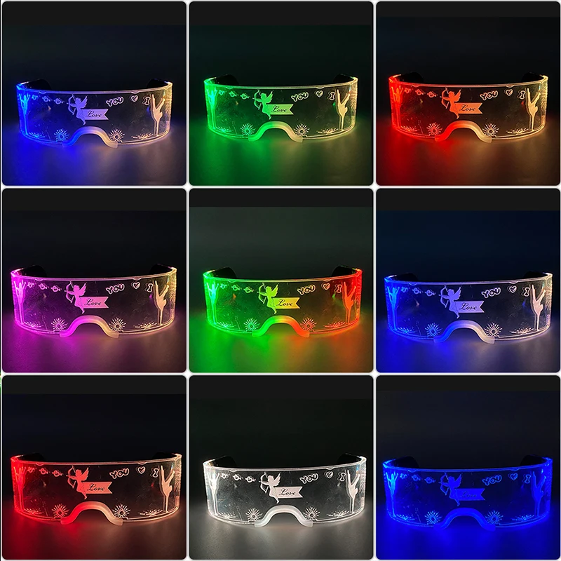 Acryl-LED-Leuchtbrille Neon-Fluoreszenz-Brille Cosplay-Requisiten Leuchtende Lichtbrille Tanzkostüm – Detail 3